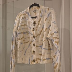 Madewell Cream and Blue Tie-Dye Sweater
